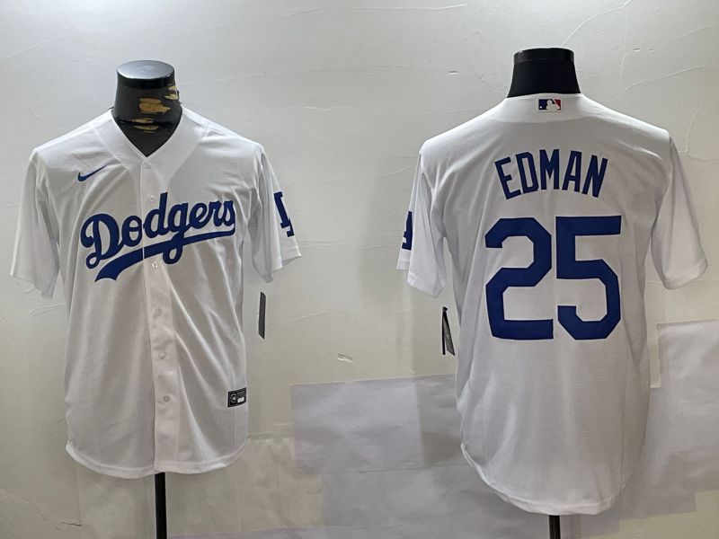 Men Los Angeles Dodgers #25 Edman White Game 2024 Nike MLB Jersey style 1120